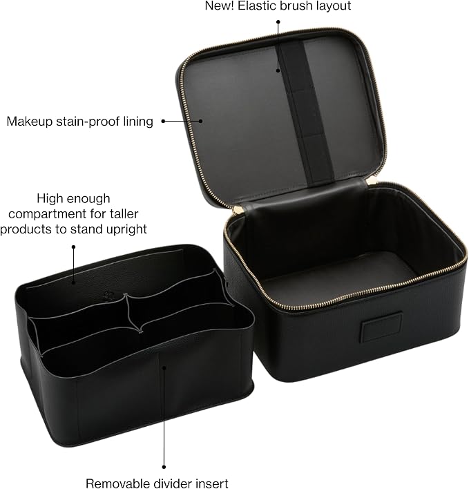 ETOILE - Vanity Case Black - Stylish Travel Makeup Bag Organizer with Dividers - Image 4