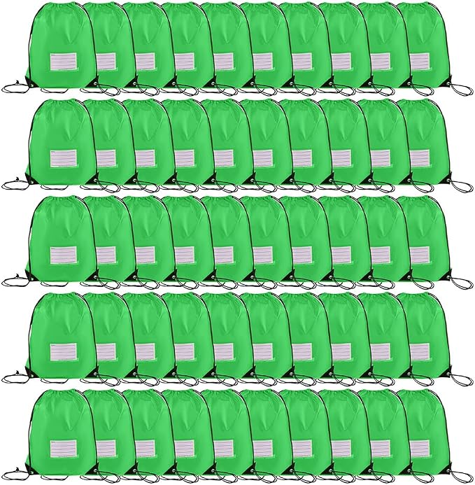 50 Pack Drawstring Bags,Bulk Draw String Backpack, DIY Gym Sports Cinch Bag Sackpack for Women Men, Green by CODOBON