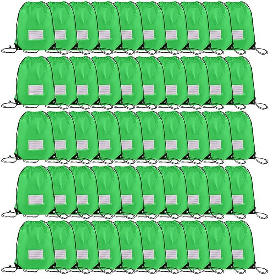 50 Pack Drawstring Bags,Bulk Draw String Backpack, DIY Gym Sports Cinch Bag Sackpack for Women Men, Green by CODOBON