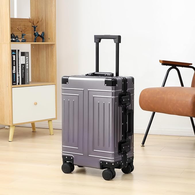 All Aluminum 20/28 Luggage Set，Cut from Whole Aluminum Sheet，22x14x9 Airline Approved ，（3rd Generation，Premium Metal zipperless suitcase ） (grey, 20+28inch) - Image 3
