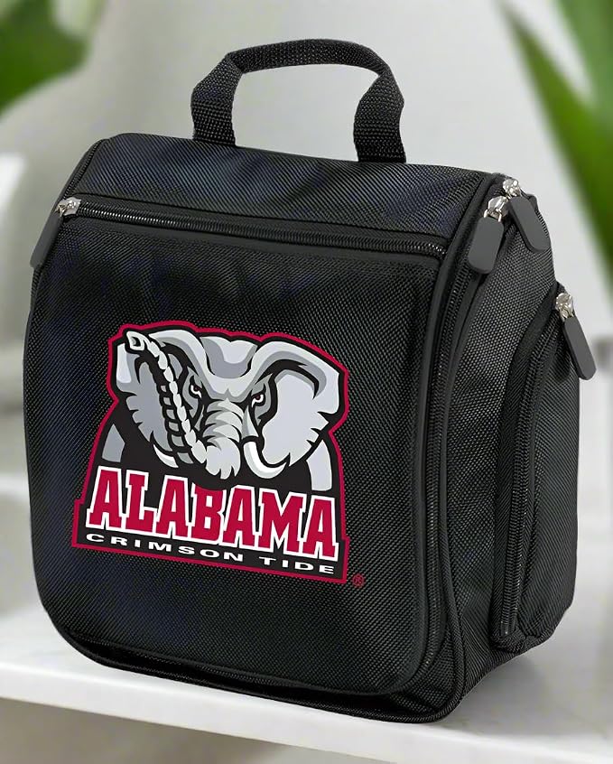 Broad Bay Official Alabama Crimson Tide Toiletry Bag Travel Organizer | Hanging Hook, 1680D Ballistic Polyester, Clear Pockets, Side Zip Storage, Grooming, Shaving, Cosmetics, Alumni Gift - Image 3