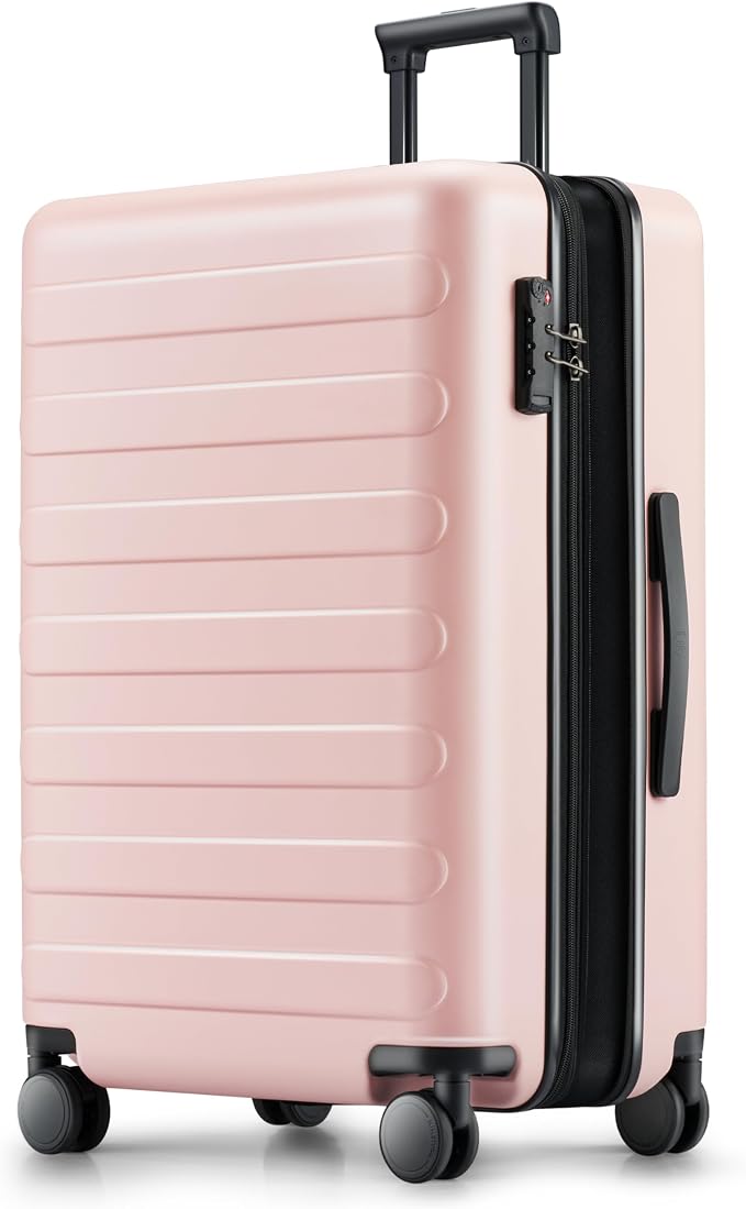 NINETYGO Large Checked Luggage 28 Inch, Checking In Luggage with Smooth Spinner Wheels, Expandable, Hard Shell PC Suitcase, Lightweight Travel Luggage, TSA Approved (Pink, Rhine Max) by NINETYGO