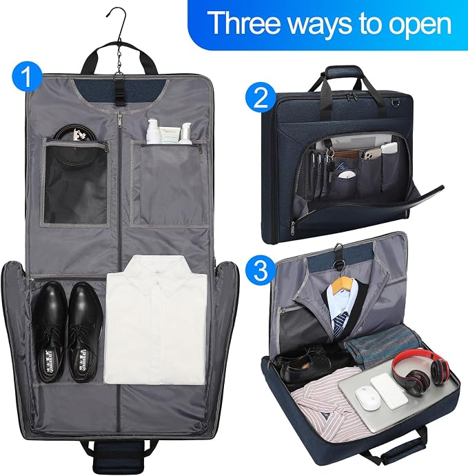 Modoker Carry On Garment Bags for Travel Hanging Clothes Suit Bag Luggage Organizer, Foldable Suit Carrier Gift for Men Women - Image 3