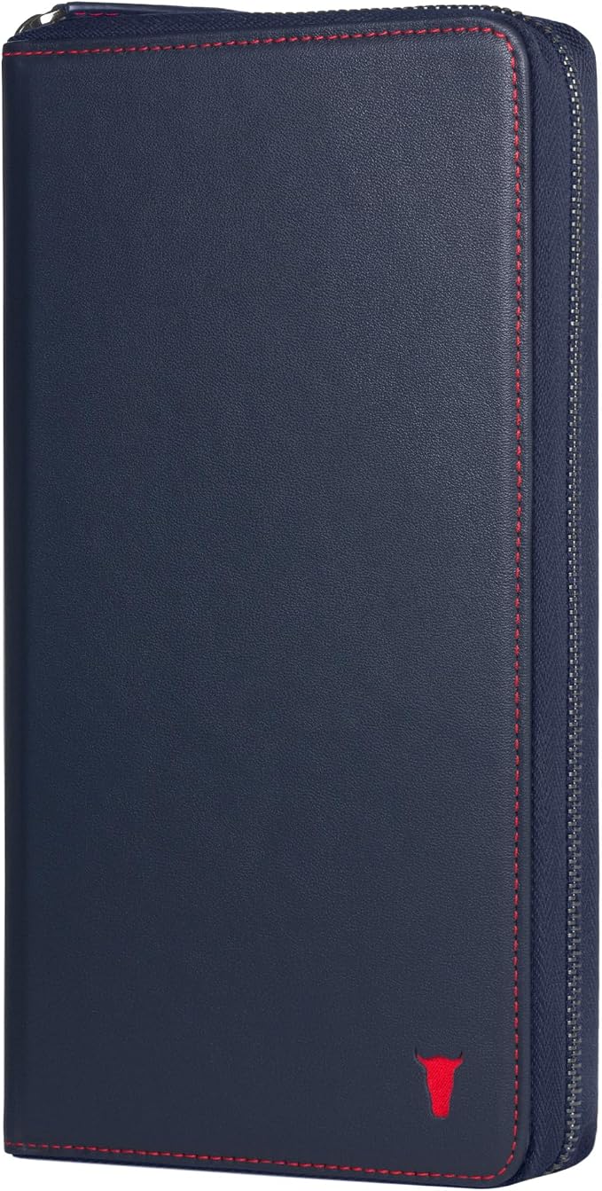 TORRO Premium Leather Family Travel Wallet, RFID Blocking Travel Organizer, Family Passport Holder for 4 Passports, Travel Documents and Cards (Navy Blue) by TORRO
