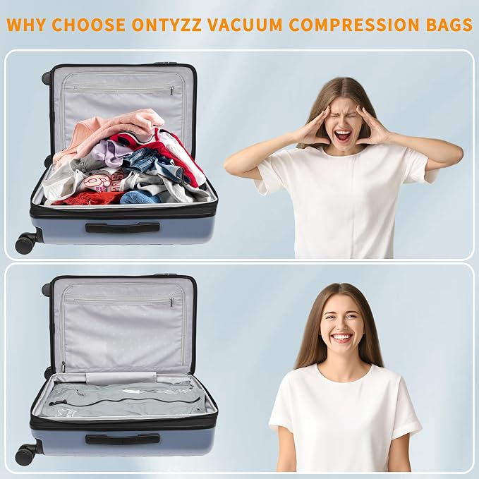 ONTYZZ Vacuum Bags for Travel, IPX8 Waterproof Vacuum Bags, Space Saver for Luggage/Camping/Home Storage (2 Pack NO Pump-Grey) - Image 4