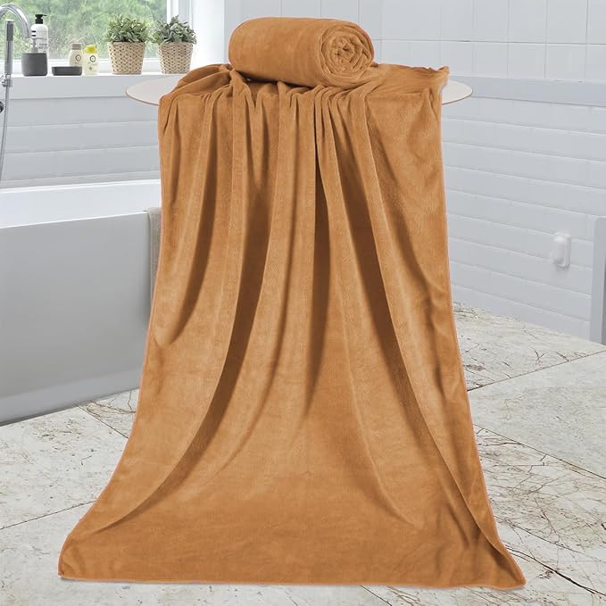 JML Large Microfiber Bath Towels Set of 2, 30" x 60", Oversized, Soft, Super Absorbent Fast Drying for Shower, Swimming, Sauna, Pool, Beach, Sport, Fitness, Yoga, Beige - Image 7