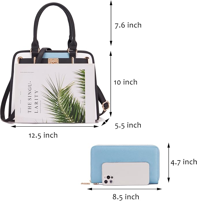 Qiyuer Structured Satchel Tote Handbags Set Women Purses with RFID Wallet | Premium, Sturdy, Spacious, Chic for Daily & Work, Vegan PU Leather, Multi-way Carry, Large Capacity RFID Wallet, Ideal Gift - Image 3