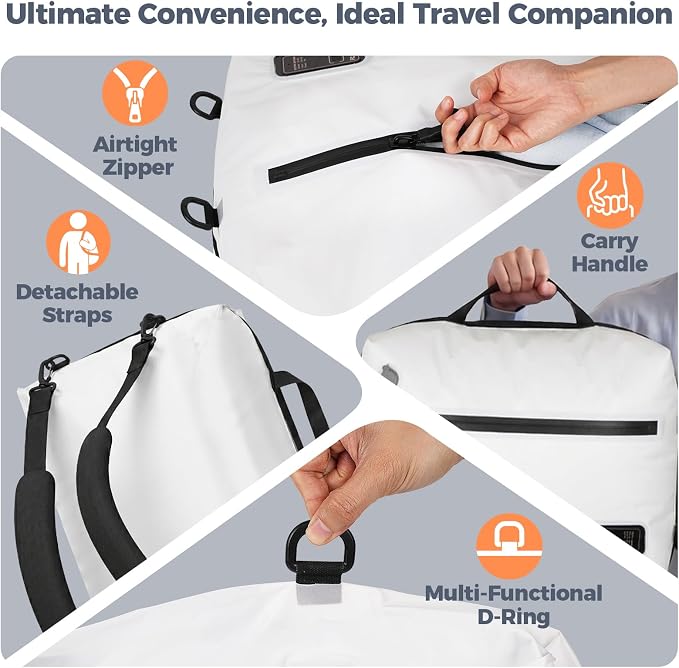 Travel Vacuum Bags with Built-in Pump, White | Reusable Vacuum Seal Bags for Clothing,Luggage,Packing Compression Storage Bags for Carry-On,Suitcase&Backpack - Image 7