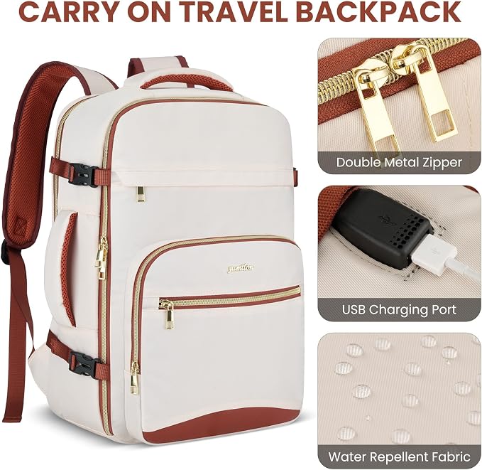 YAMTION Travel Laptops Backpack for Women,Large Carry On Luggage for Airplanes Weekender Bags for Personal Items,Airline Approved TSA Overnight Bags with 4 Packing Cubes - Image 3