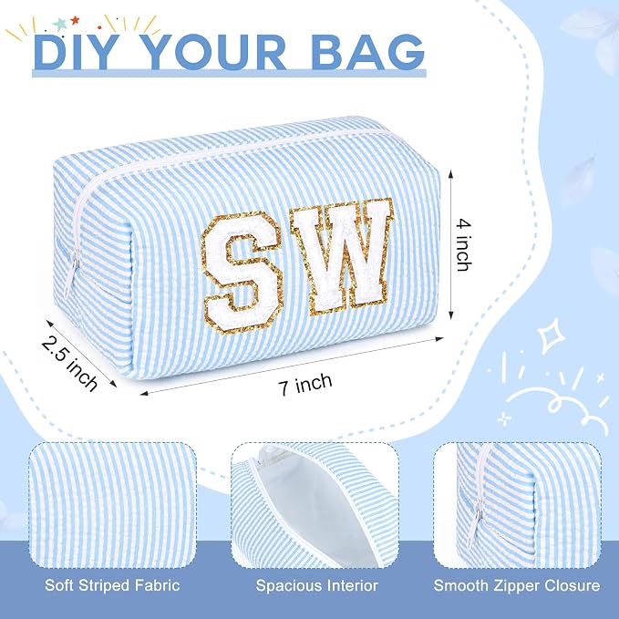 SOIDRAM 6PCS Bridesmaid Proposal Gifts Blue makeup bag bulk for Wedding Party Favors Bachelorette party decorations Toiletry Organizer Bag Cosmetic Case Gift - Image 3