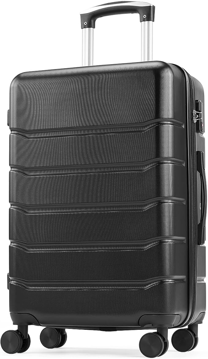 OLIXIS 20 Inch Carry-On Luggage, Hardside Suitcase with Spinner Wheels, Lightweight ABS Hard Shell Travel Luggage, TSA Approved Lock, Expandable Small Suitcase for Business & Travel–Black by OLIXIS