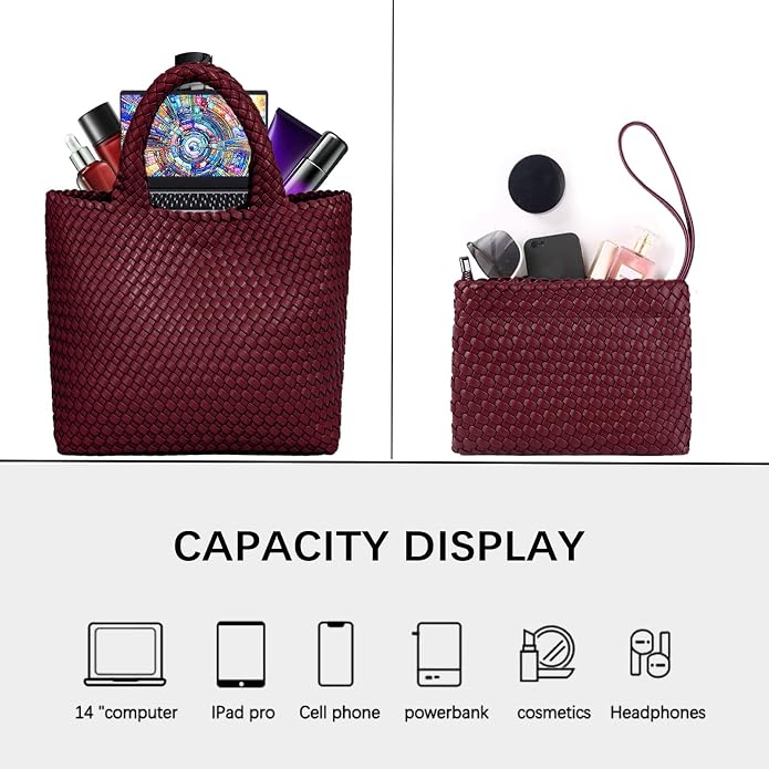 JINMANXUE Fashion Woven Bag Shopper Bag Travel Handbags and Purses Women Tote Bag Large Capacity Shoulder Bags - Image 5