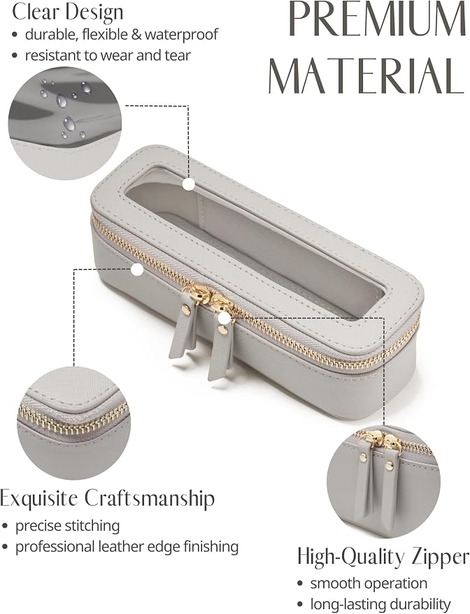 Popvibe Slim Makeup Brush Bag Travel Clear Toiletry Bag for Women Cute Make Up Bag for Traveling Cosmetic Bag Organizer Waterproof Tansparent Beauty Makeup Case Blue Gray - Image 3