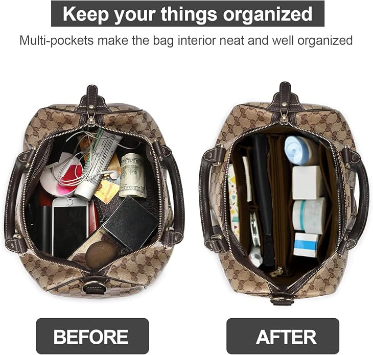OMYSTYLE Purse Organizer Insert, Felt Tote Bag Organizer Insert with 5 Sizes, Handbag Dividers for Inside Purse, Compatible with Longchamp, Neverful, Speedy and More - Image 4
