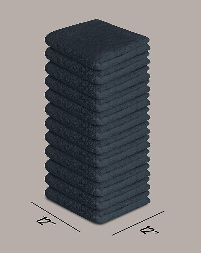 100% Cotton Washcloths 24 Pack (12x12 Inches) Soft, Highly Absorbent Washcloth, Face Towels, Wash Cloths for Face, Ring Spun, Bulk Pack (Grey) - Image 7