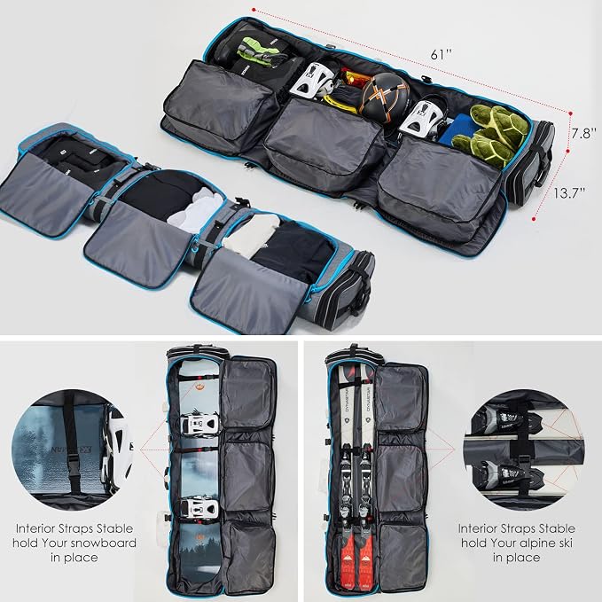 XCMAN Padded Snowboard Bag Expandable Snowboard Bag for Air Travel Adjustable Ski Bag Length 63-75In - Image 6