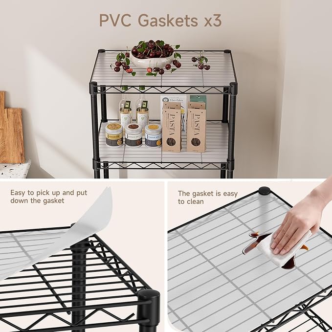 Golpart Small 6 Tier Shelves Storage Wire Shelving Unit Metal Shelf Adjustable Organizers Storage Shelving with Wheels for Bathroom Laundry Room Kitchen Pantry11.7”D x 17.7”W”W x 61.6”H Black - Image 5