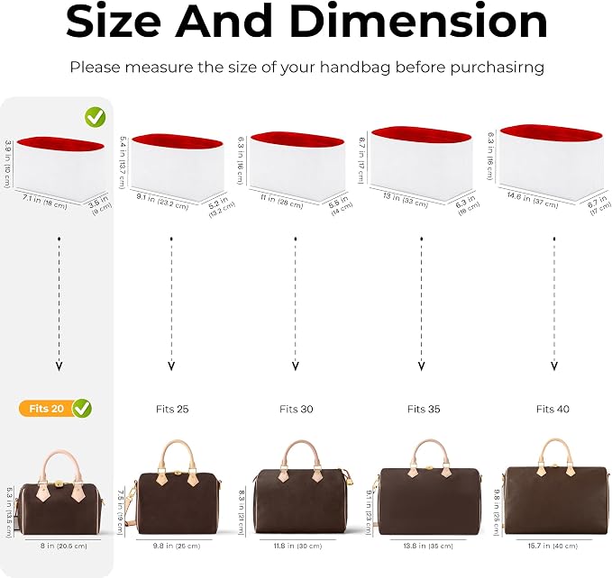 Handbag Organizer Insert for LV Speedy 20, Custom Fit Inside Premium Rogue Coeur Lightweight Water Resistant Purse Insert - Image 2