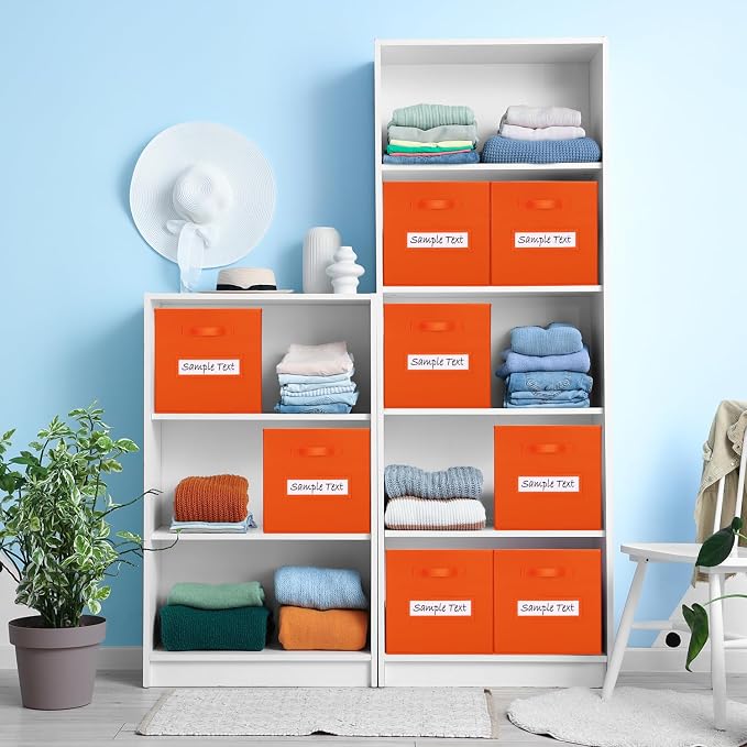 Fabric storage cubes (8 Pack) 11 Inch Cube Storage Bin, cube organizer bins with 8 Labels Window Cards & a Pen, Foldable cube organizer bins and Storage Box, Orange - Image 6