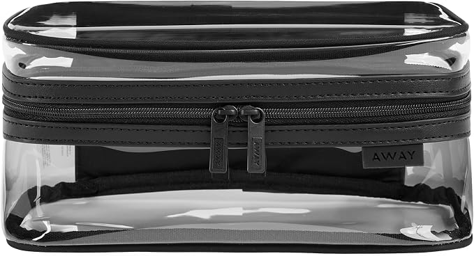 Away Clear Toiletry Bag - Water-Repellent Travel Toiletry Bag with 2 Compartments, U-Zip Opening, Interior Zip Pocket - Jet Black by Unknown