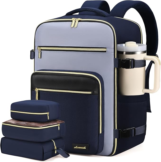LOVEVOOK Travel Backpack For Women,40L Carry On Backpack Flight Approved,TSA Personal Item Travel Bag Fits 17 Inch Laptop,Business Weekender Overnight Daypack with Toiletry Bag and Cubes by LOVEVOOK