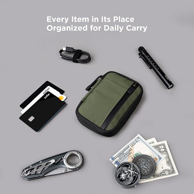 ALPAKA HUB Pouch V2 Tool Pouch Green Axoflux 210D Ripstop Nylon | For Cables, Cards, Coins, RFID Blocking Pocket Protector，Everyday Carry and Travel - Image 7