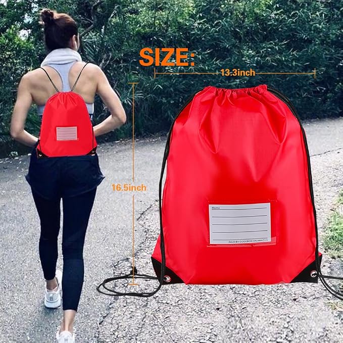 CODOBON 50 Pack Drawstring Bags,Bulk Draw String Backpack, DIY Gym Sports Cinch Bag Sackpack for Women Men, Red - Image 5