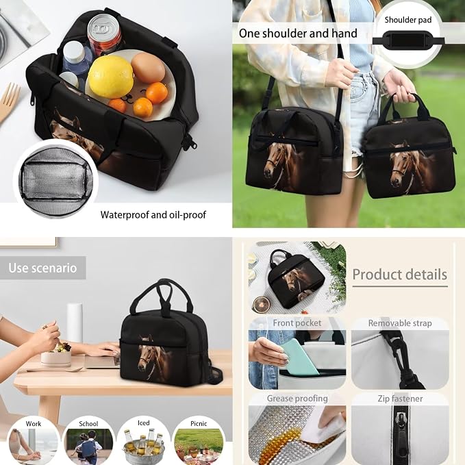 POLERO Horse School Backpack Preschool Elementary School Bag Lightweight Backpacks with Lunch Box for Boys Girls - Image 5