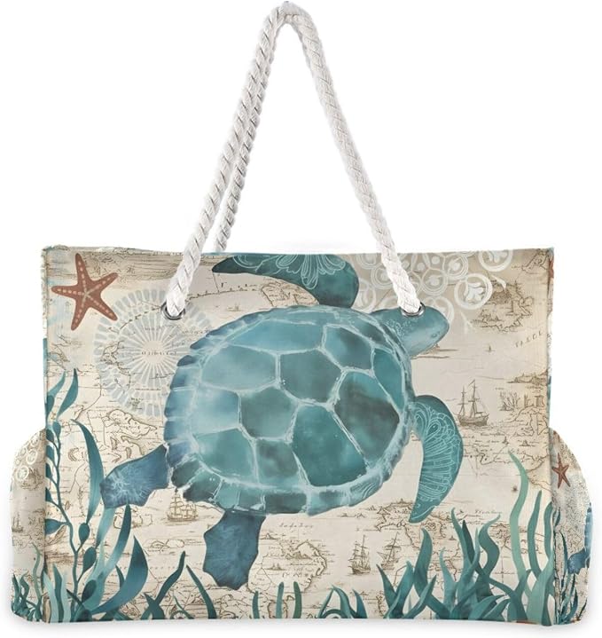 senya Large Beach Shoulder Bags Canvas Tote Water Resistant for Gym Travel Daily - Image 4