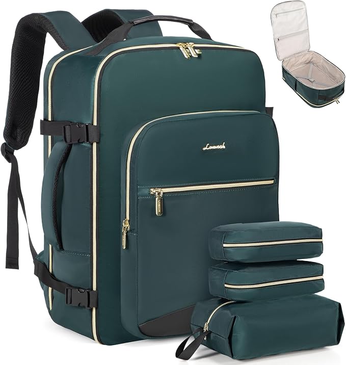 LOVEVOOK 50L Travel Backpack Flight Approved Carry on Backpack,3 Packing Cubes,Waterproof Personal Item Travel Bag,TSA Carry on Luggage Suitcase Travel Essentials,Gifts for Women & Men,fits 18" Laptop - Image 9