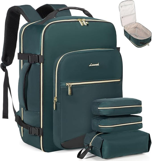 LOVEVOOK 40L Travel Backpack Flight Approved Carry on Backpack,3 Packing Cubes,Waterproof Personal Item Travel Bag,TSA Carry on Luggage Suitcase Travel Essentials,Gifts for Women & Men,fits 17" Laptop by LOVEVOOK