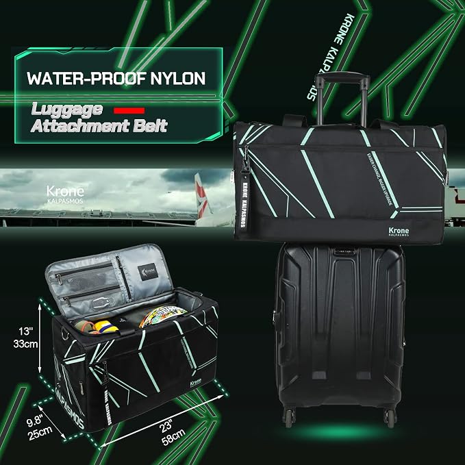 Sneaker Bag for Travel/Sneakerhead gift/, A Multi-functional Travel Duffel Bag with 3 Adjustable Dividers, & Shoulder Strap,Made of Nylon, Krone Kalpasmos Signature Edition, Future Neon Green - Image 6