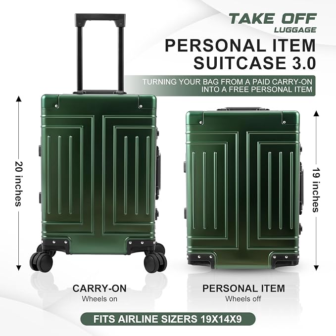 All Aluminum Carry On Luggage，Cut from Whole Aluminum Sheet，22x14x9 Airline Approved ，（3rd Generation，Premium Metal zipperless suitcase ） (green, 20inch) - Image 5