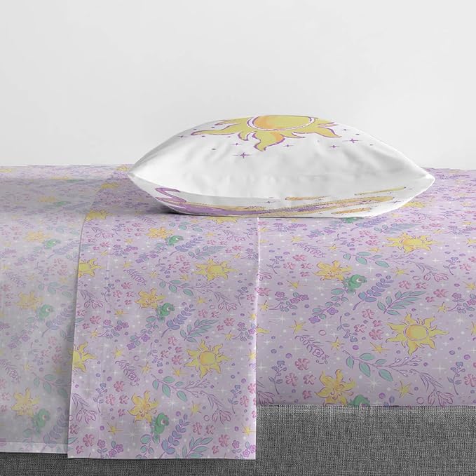Jay Franco Kids Sheet Set with Fitted, Flat Sheets & Pillow Cover - Ultra-Soft Bedding with Pillowcase for Room Decor, Purple - Disney Princess Rapunzel, 3 Piece Twin - Image 6