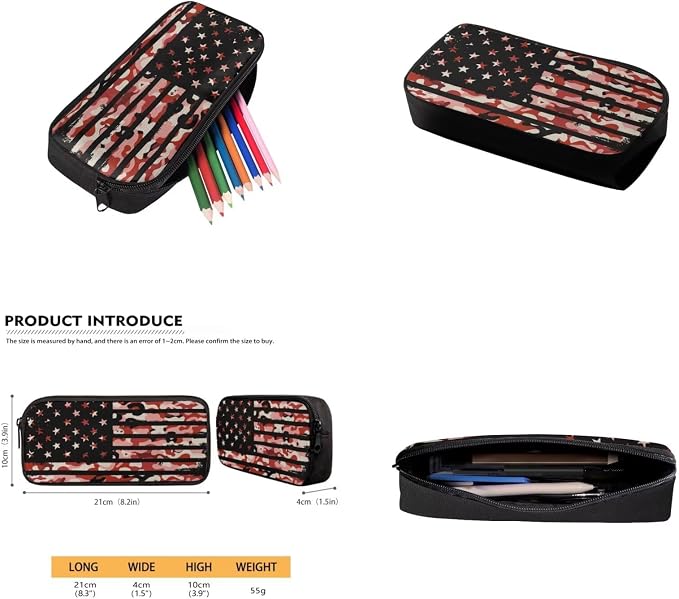 American Flag Camo Backpack for Boys Kids Backpack with Lunch Box Water Bottle Pouch and Large Pencil Case 4PCS Set Bookbag with Front Pocket for School 17" Lightweight School Bag for Girls - Image 5