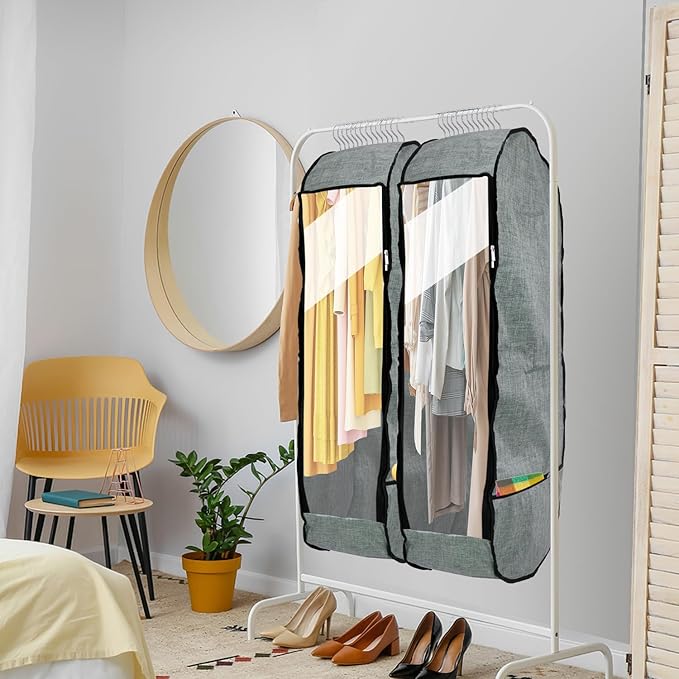 4PCS Garment Bags for Hanging Clothes,Chakera Large Breathable Garment Bag for Closet Storage with 10”Gusseted,Clear Clothing Storage Garment Cover for Dress Sweater with Double Zipper,Grey - Image 6