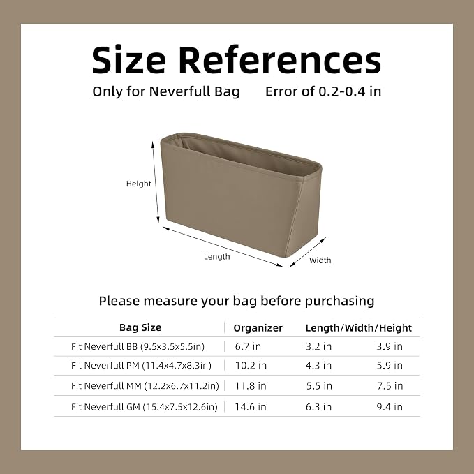 DGAZ Purse Organizer Insert Fits Neverfull-Mini/PM/MM/GM Bags，Silk Bag Organizer，Luxury Handbag & Tote Shaper（GM, Gris tourterelle） - Image 7