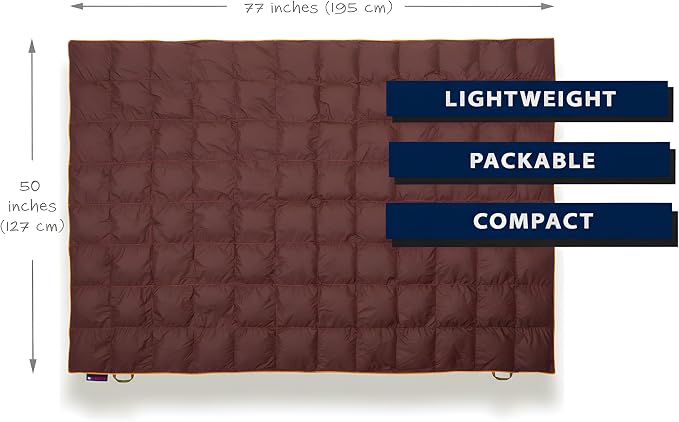 Get Out Gear Down Camping Blanket - Puffy, Packable, Lightweight and Warm | Ideal for Outdoors, Travel, Stadium, Festivals, Beach, Hammock | 650 Fill Power Water-Resistant Backpacking Quilt - Image 4