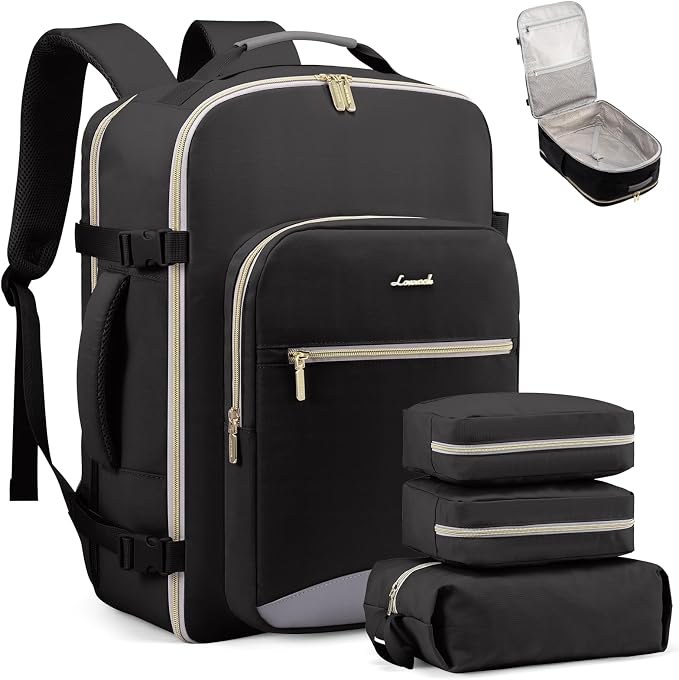 LOVEVOOK 50L Travel Backpack Flight Approved Carry on Backpack,3 Packing Cubes,Waterproof Personal Item Travel Bag,TSA Carry on Luggage Suitcase Travel Essentials,Gifts for Women & Men,fits 18" Laptop by LOVEVOOK