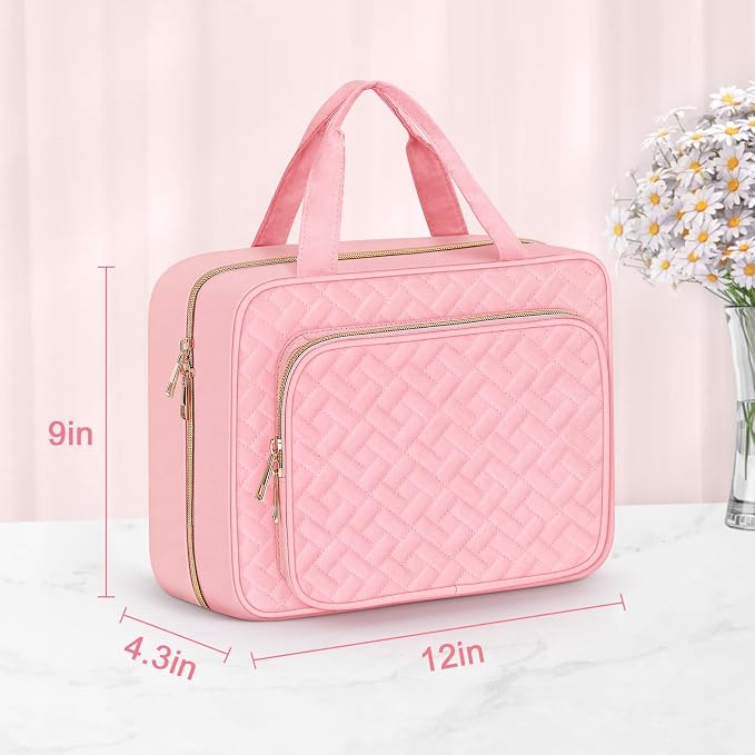 Wedama Toiletry Bag for Women, Large Cosmetic Travel Bag, Hanging Toiletry Bag for Bathroom, Thickened PVC Waterproof Travel Makeup Bag, Toiletries Bag for Travel Business Trips and Camping, Pink - Image 6