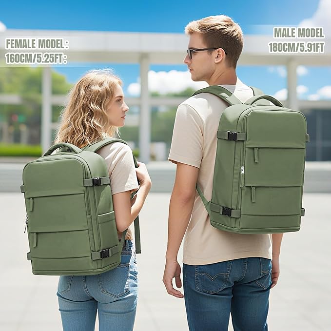 coowoz Travel Backpack For Women Men,Carry On Backpack,Hiking Backpack Waterproof Outdoor Sports Rucksack Casual Daypack travel essentials（Gray Green） - Image 3