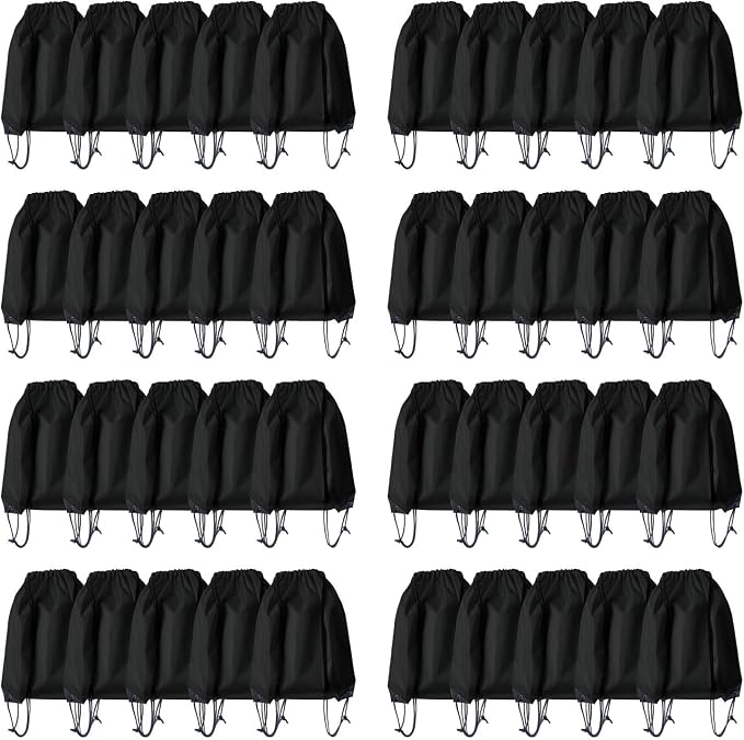 Drawstring Backpack Bulk 40Pcs Draw String Backpack Bags DIY Gym Sports Traveling Yoga Cinch Bag Sackpack Drawstring (black) by Unknown