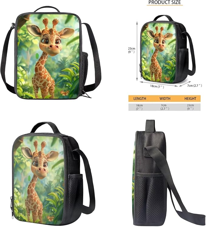 Giraffe Backpack for Girls Kids Backpack with Lunch Box Water Bottle Bag and Cute Pencil Case 4PCS Set Bookbag with Compartments for School 17 inch Lightweight School Bag for Elementary Girls - Image 5