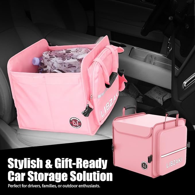 LIBZAKI Car Trunk Storage Organizer, Collapsible Trunk Storage Box for Car Truck SUV-Pink - Image 5