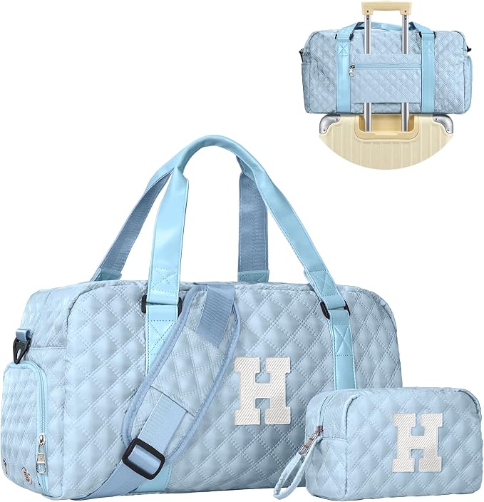 Elilier Duffel Bag, Girls Gift Bag Teens, Initial Travel Duffel Bag, Personalized Weekender Bag, Monogram Overnight Bag Gift for Grandmother,Tween Girls Gifts Daughter Gifts Niece Gifts, Mothers Gifts by Elilier