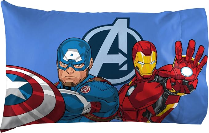 Jay Franco Kids Sheet Set with Fitted, Flat Sheets & Pillow Cover - Ultra-Soft Bedding with Pillowcase for Room Decor, White - Avengers, 4 Piece Queen - Image 3