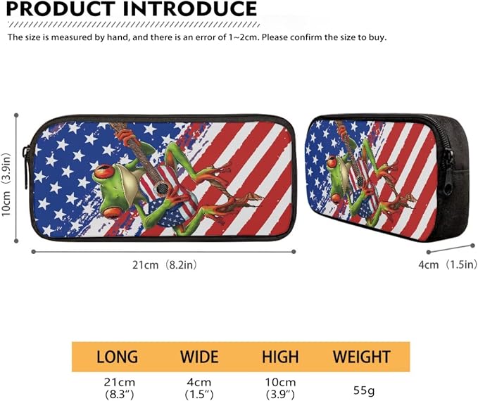 American Flag Frog Guitar Print 3 In 1 Schoolbag Set for School or Travel with Lunch Bag and Pencil Case, Large Lightweight 4th of July Backpack Set for Boys and Girls, School Bookbag Set - Image 5