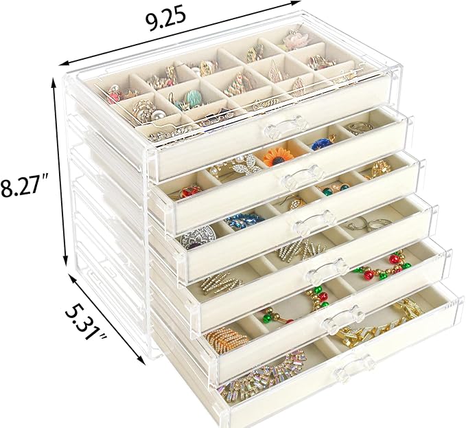 Watpot Acrylic Jewelry Box Organizer and Storage 6 Drawer for Earring Display Tray - Image 2
