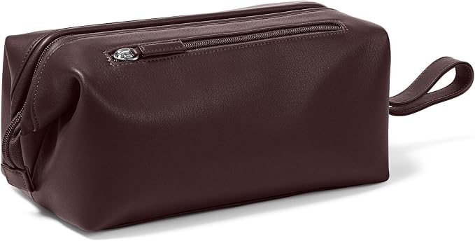 Leatherology Brown Framed Toiletry Bag – Full Grain Leather Dopp Kit for Men with Wide-Mouth Opening, Interior & Exterior Zippered Pockets, Water-Resistant Lining - Image 2