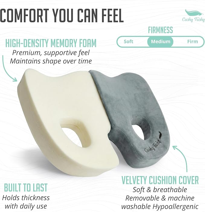 Cushy Tushy Premium Foldable Piriformis Seat Cushion - Piriformis Pain and Sciatic Pain Relief Cushion - for Home & Office Use, Perfect for Travel or Driving - Image 3